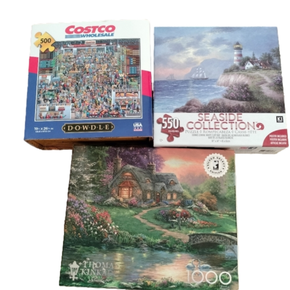 Dowdle Costco Treasure Hunt, KI Seaside Collection, + Thomas Kinkade Puzzles